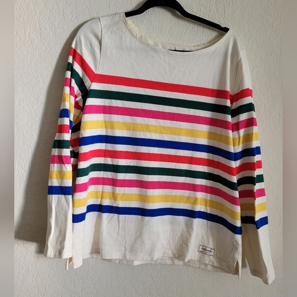 Colorful Breton Striped long sleeve top | size L - Picture 2 of 6